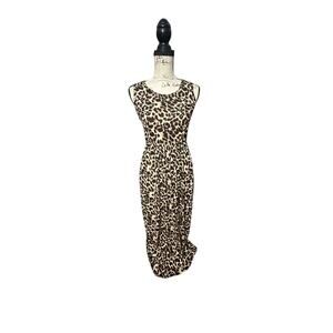 Women’s Leopard Print Sleeveless Maxi Dress – Size Small – Stretch Rayon Blend